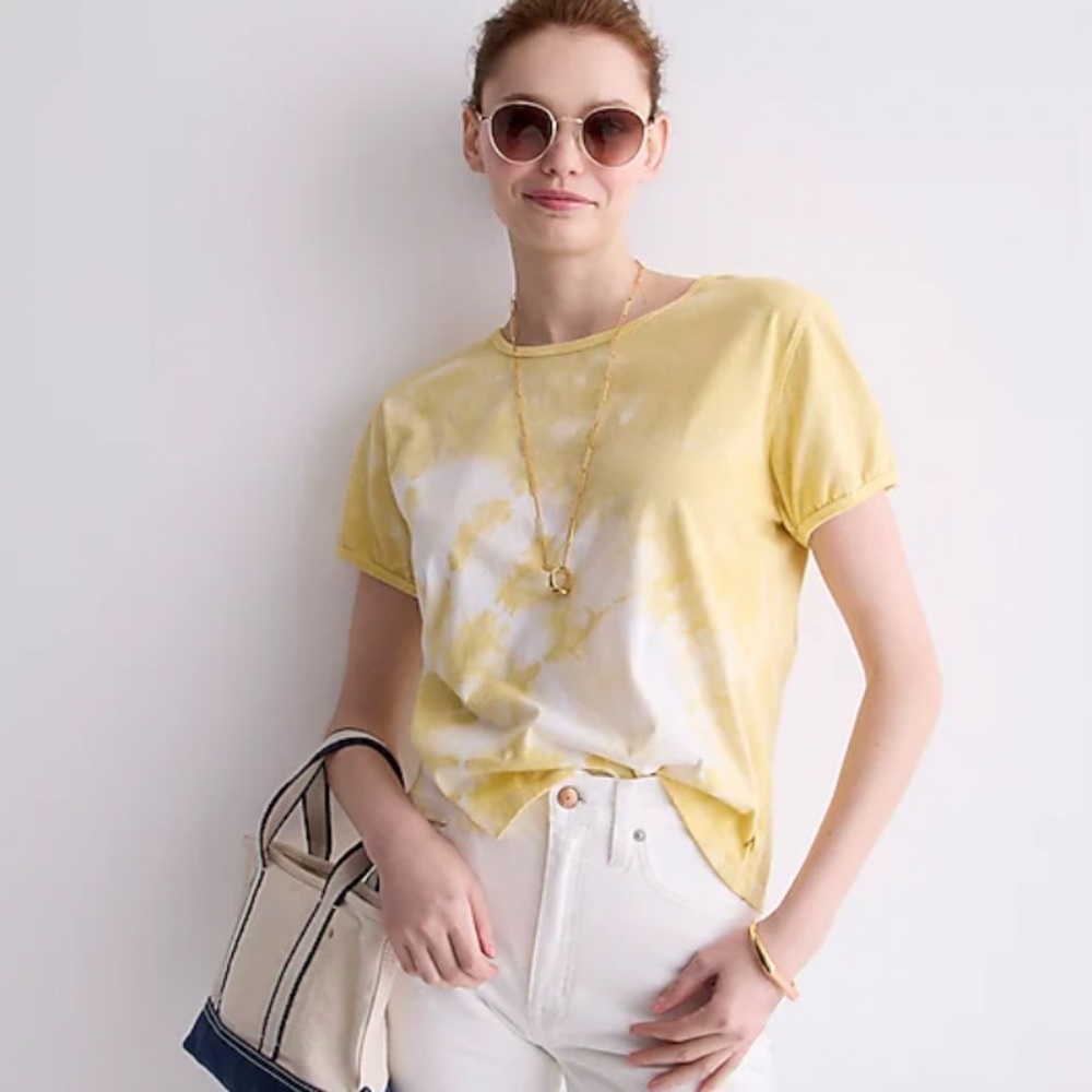 J. Crew NWT Made-in-the-USA tie-dye T-shirt‎ - Yellow White